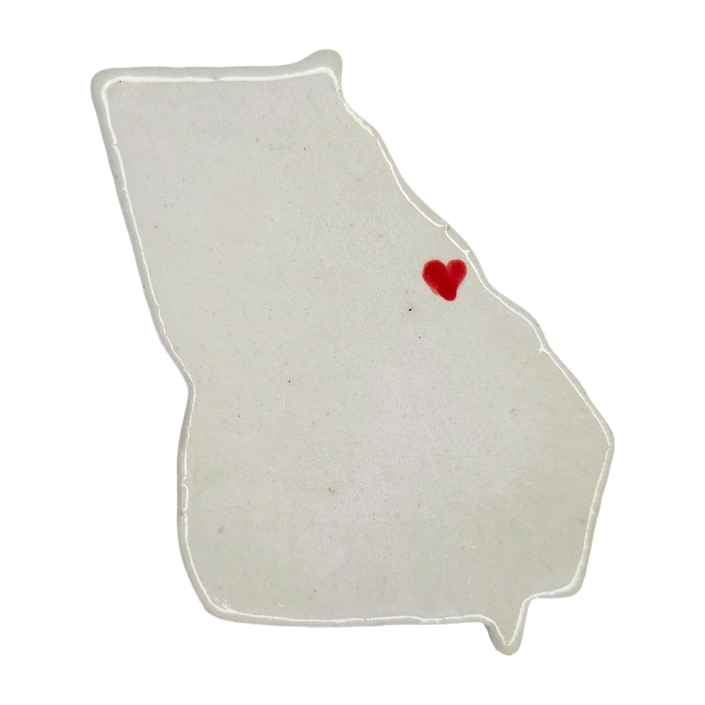 Augusta Ceramic Magnet - Handmade Georgia Souvenir with Red Heart Design