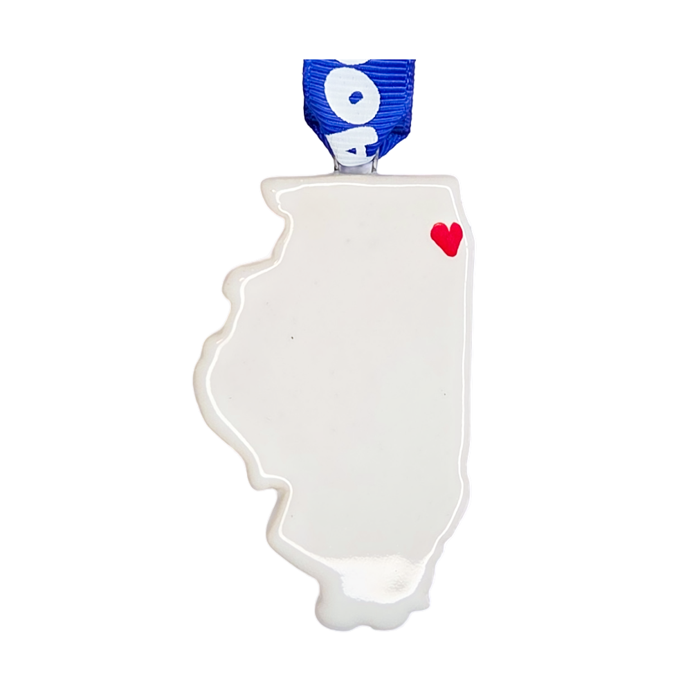 Illinois Handcrafted Custom Ceramic Christmas Ornament