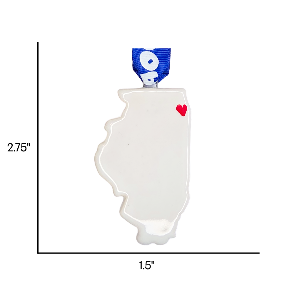 Illinois Handcrafted Custom Ceramic Christmas Ornament