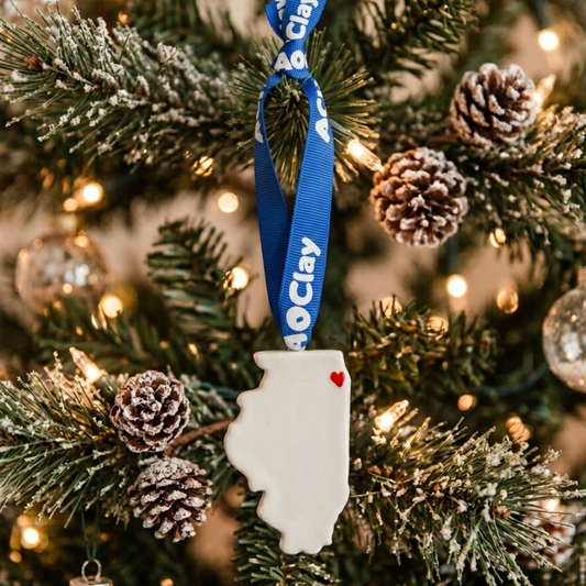 Illinois Handcrafted Custom Ceramic Christmas Ornament