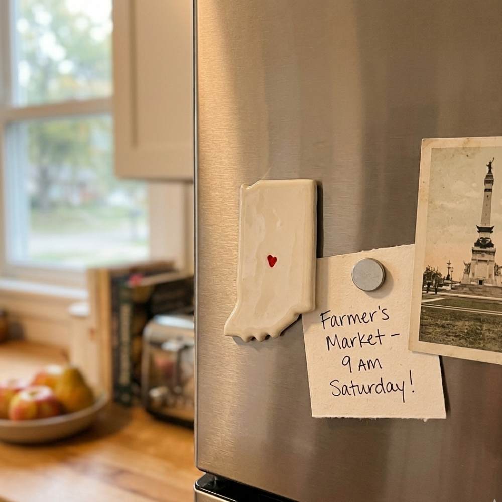 Indiana Custom Ceramic Magnet for Fridge - Handmade Personalized Gift