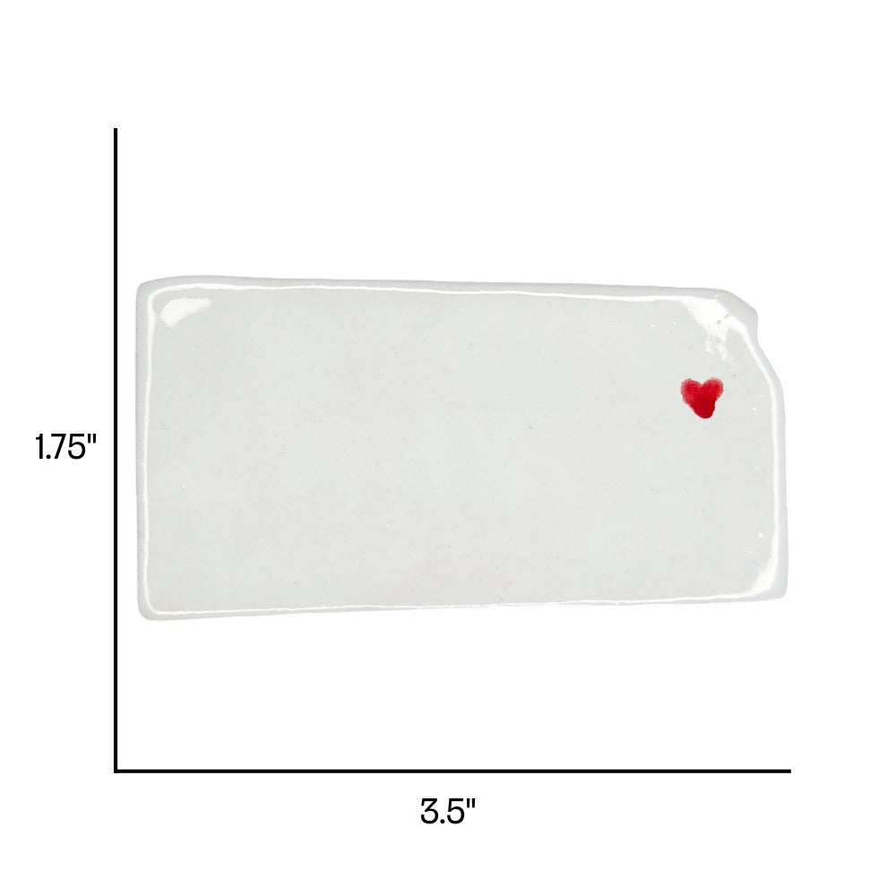 Lawrence Ceramic Magnet - Handmade Kansas Souvenir with Heart Design
