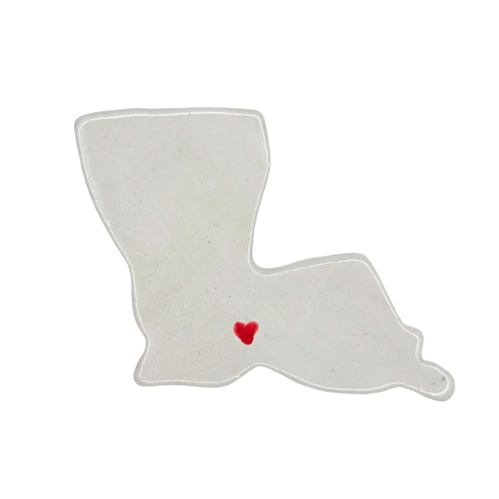 Lafayette Ceramic Magnet - Handmade Louisiana Souvenir with Red Heart Design