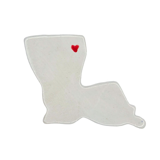 Monroe Ceramic Magnet - Handmade Louisiana Souvenir with Red Heart Design