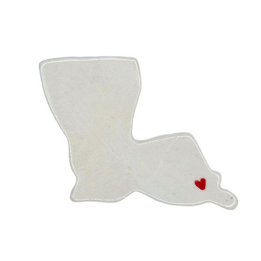 Handmade Louisiana City Ceramic Magnet - Custom Red Heart Design Souvenir