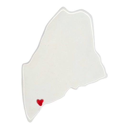 Falmouth Ceramic Fridge Magnet - Handmade Maine Souvenir with Heart Design