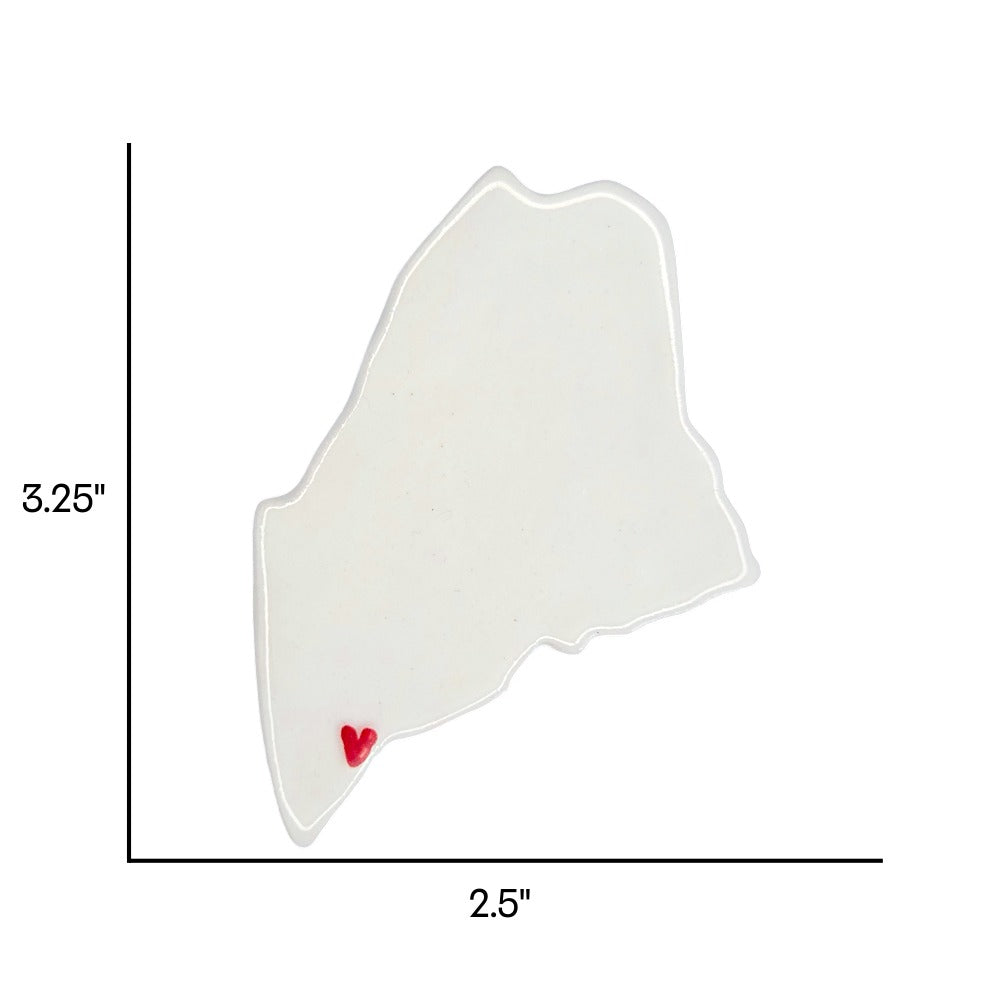 Maine Custom Ceramic Magnet for Fridge - Handmade Gift with Heart Design