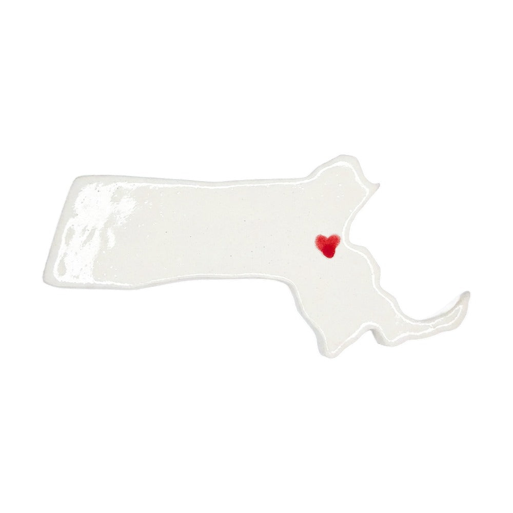 Massachusetts Custom Ceramic Magnet for Fridge - Handmade Gift with Heart Design