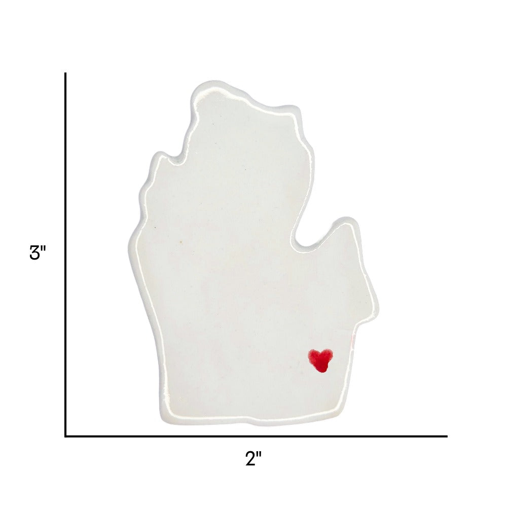 Ann Arbor Ceramic Fridge Magnet - Handmade Michigan Souvenir with Heart Design