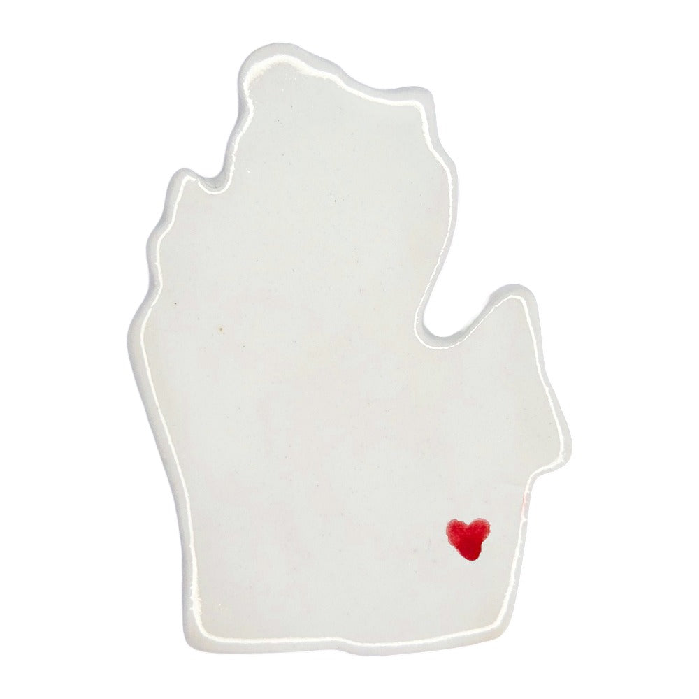 Ann Arbor Ceramic Fridge Magnet - Handmade Michigan Souvenir with Heart Design
