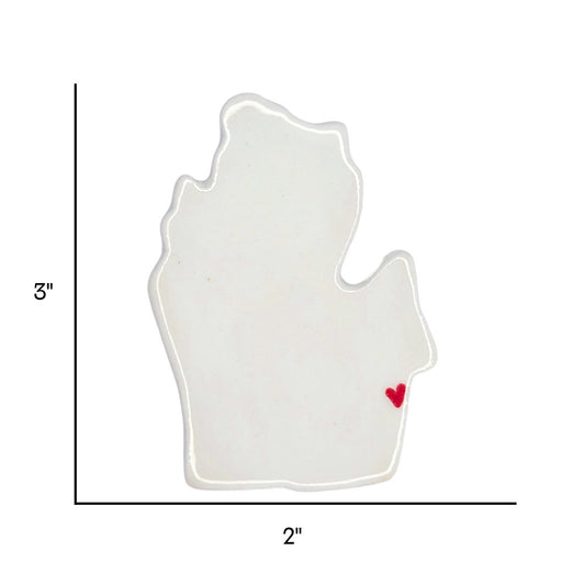 Detroit Ceramic Fridge Magnet - Handmade Michigan Souvenir with Heart Design