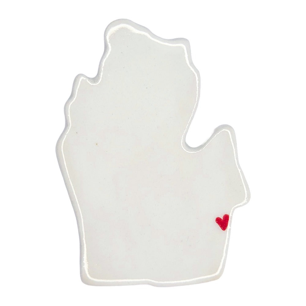 Lower Michigan Custom Ceramic Magnet for Fridge - Handmade Gift with Heart Design