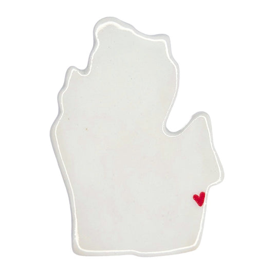 Lower Michigan Custom Ceramic Magnet for Fridge - Handmade Gift with Heart Design