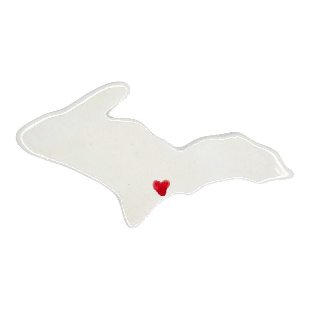 Escanaba Ceramic Fridge Magnet - Handmade Michigan Souvenir with Heart Design