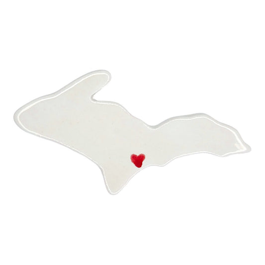 Escanaba Ceramic Fridge Magnet - Handmade Michigan Souvenir with Heart Design