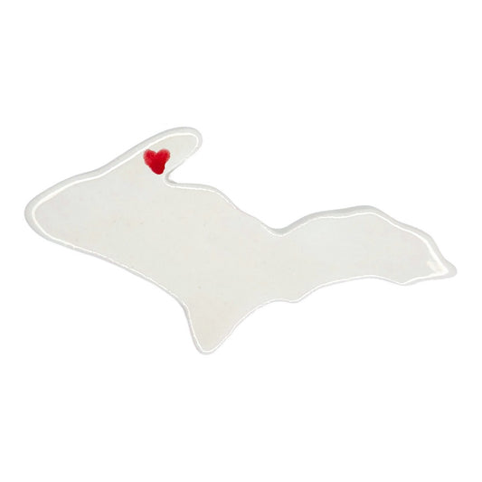 Houghton Ceramic Fridge Magnet - Handmade Michigan Souvenir with Heart Design