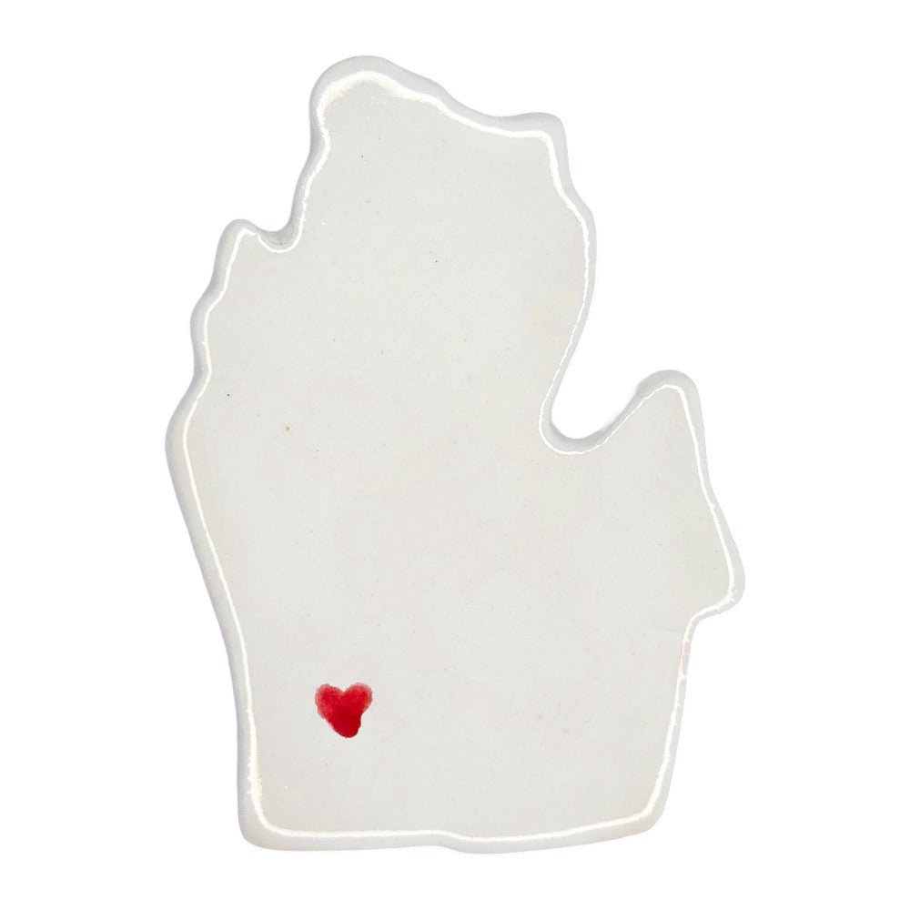 Kalamazoo Ceramic Fridge Magnet - Handmade Michigan Souvenir with Heart Design
