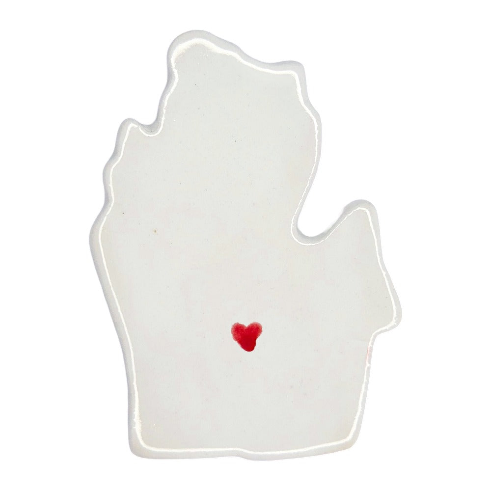 Lansing Ceramic Fridge Magnet - Handmade Michigan Souvenir with Heart Design