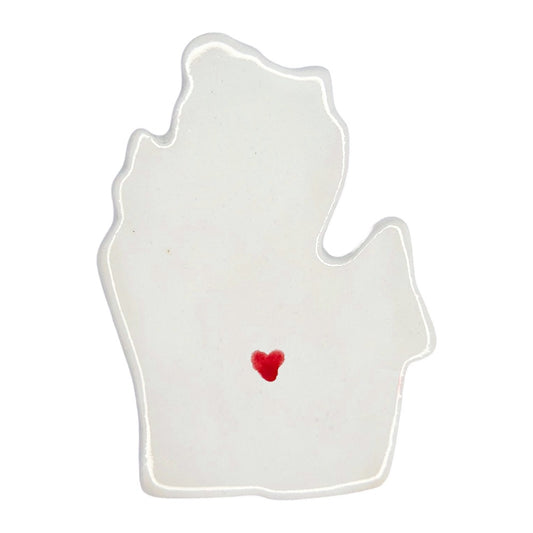 Lansing Ceramic Fridge Magnet - Handmade Michigan Souvenir with Heart Design
