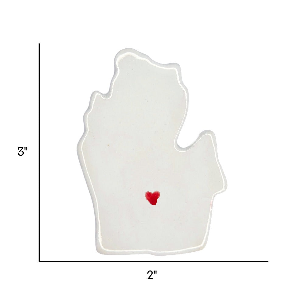 Lansing Ceramic Fridge Magnet - Handmade Michigan Souvenir with Heart Design