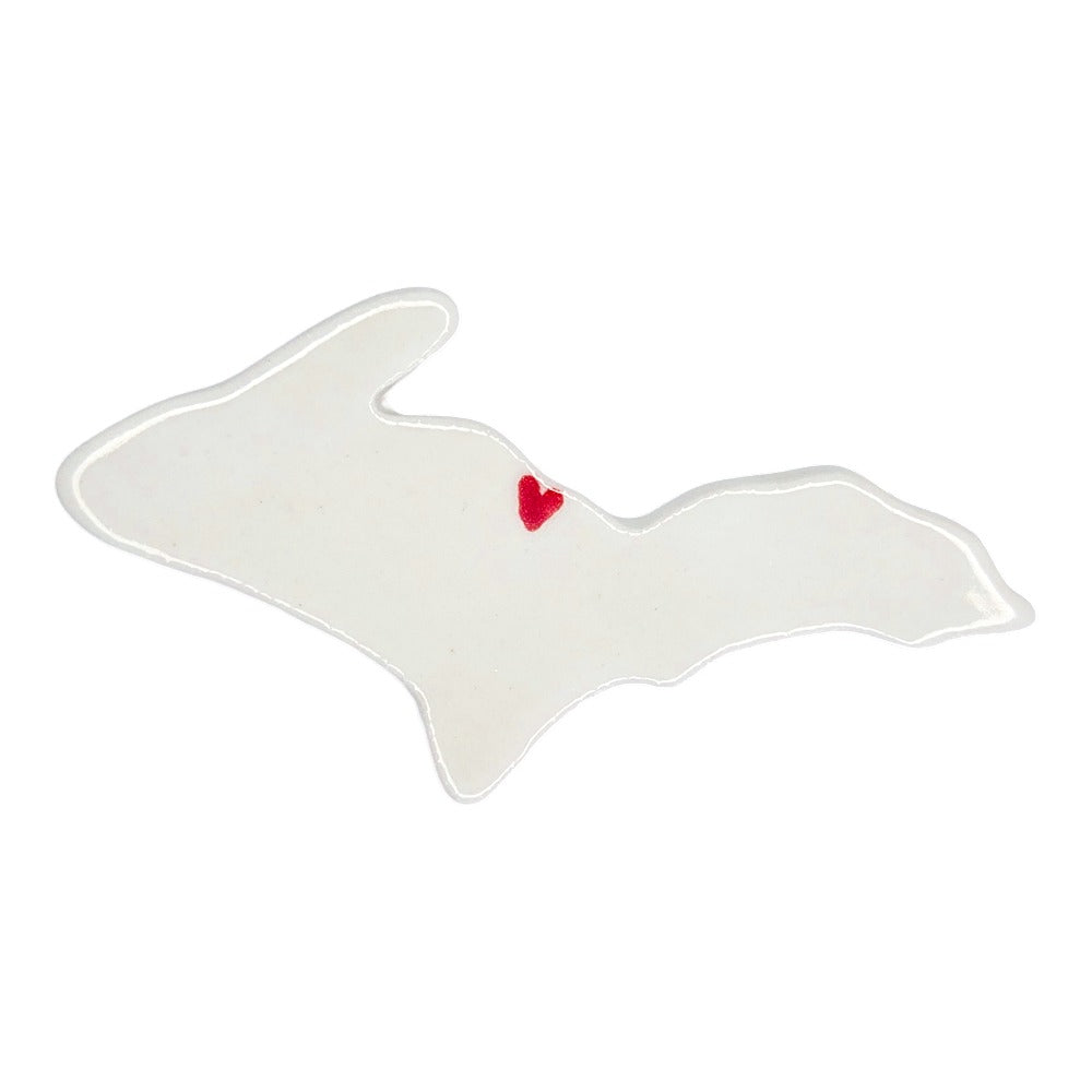 Marquette Ceramic Fridge Magnet - Handmade Michigan Souvenir with Heart Design