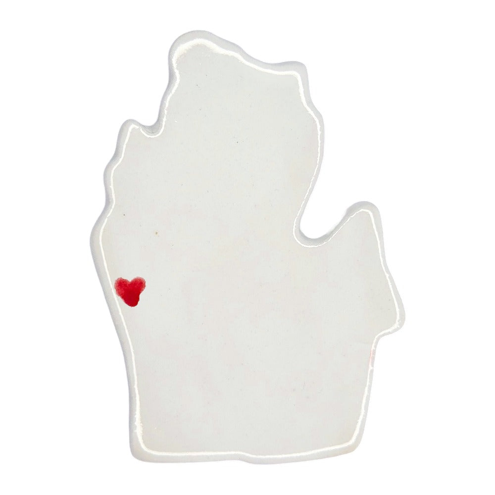 Muskegon Ceramic Fridge Magnet - Handmade Michigan Souvenir with Heart Design