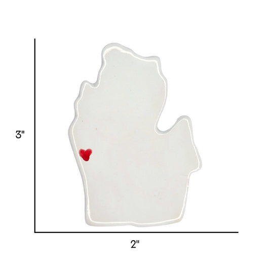 Muskegon Ceramic Fridge Magnet - Handmade Michigan Souvenir with Heart Design