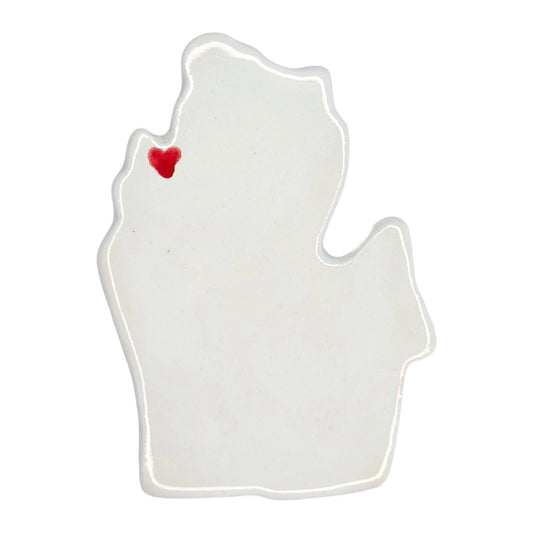 Traverse City Ceramic Fridge Magnet - Handmade Michigan Souvenir with Heart Design