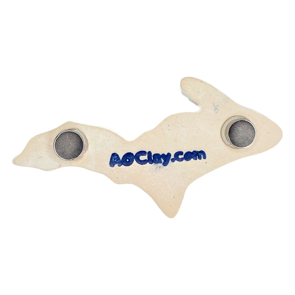 Houghton Ceramic Fridge Magnet - Handmade Michigan Souvenir with Heart Design