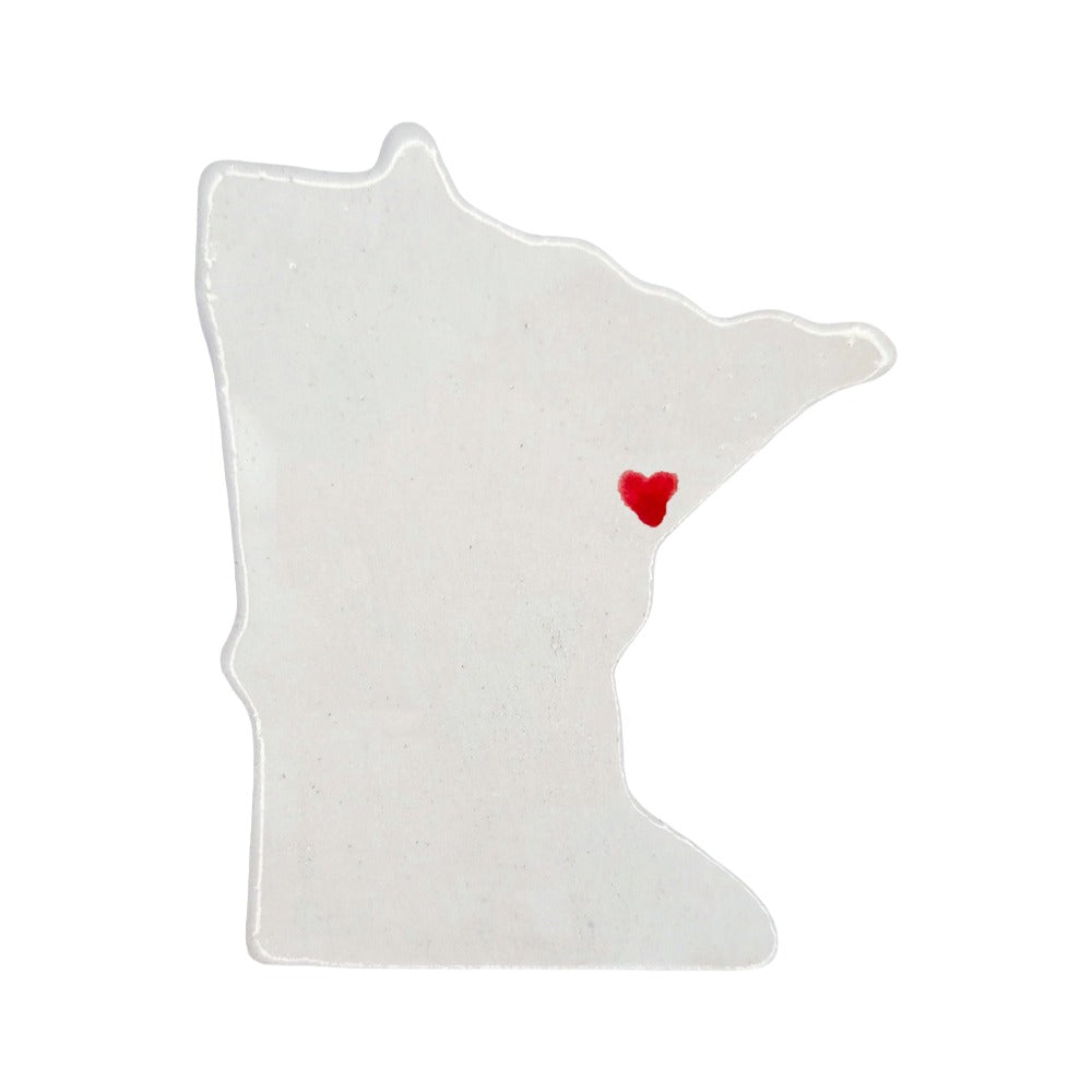 Duluth Ceramic Magnet - Handmade Minnesota Souvenir with Red Heart Design