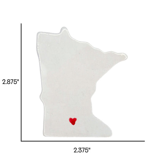 Mankato Ceramic Magnet - Handmade Minnesota Souvenir with Red Heart Design