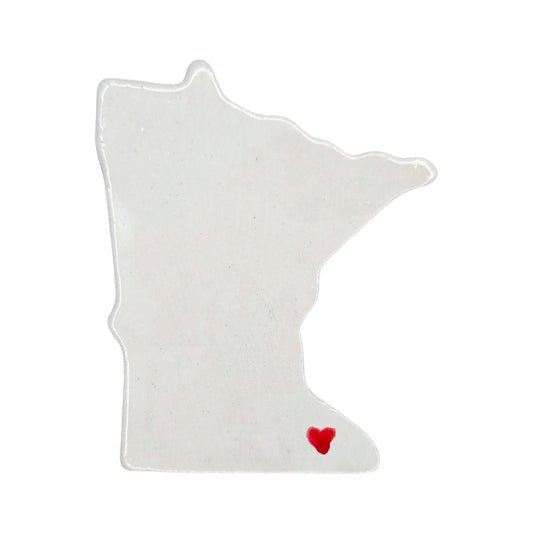 Rochester Ceramic Magnet - Handmade Minnesota Souvenir with Red Heart Design