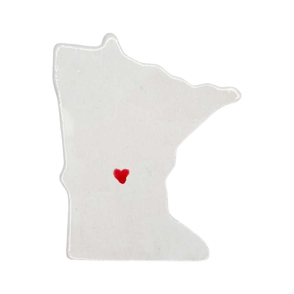 St Cloud Ceramic Magnet - Handmade Minnesota Souvenir with Red Heart Design