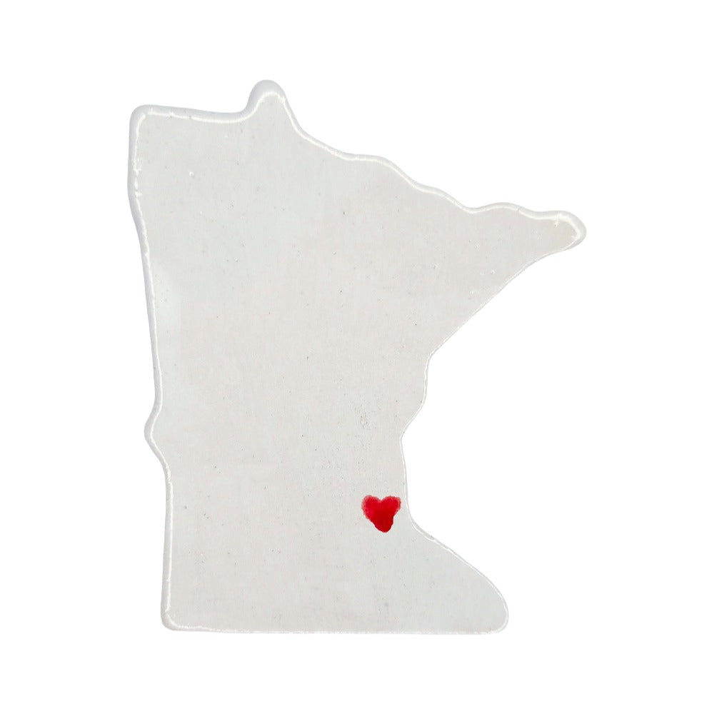 St Paul Ceramic Magnet - Handmade Minnesota Souvenir with Red Heart Design