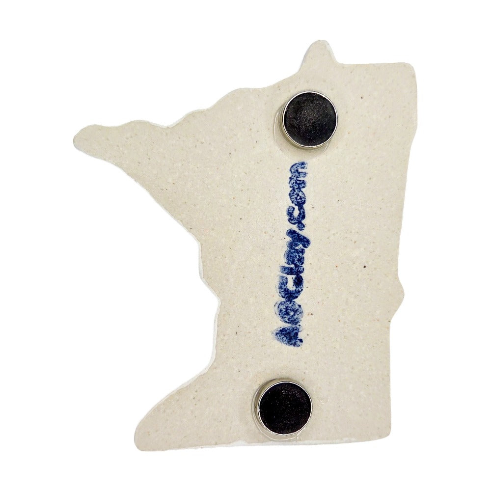 Handmade Minnesota City Ceramic Magnet - Custom Red Heart Design Souvenir