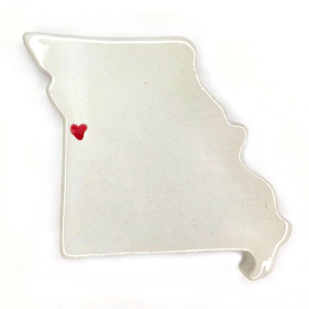 Missouri Custom Ceramic Magnet for Fridge - Handmade Gift with Red Heart Design