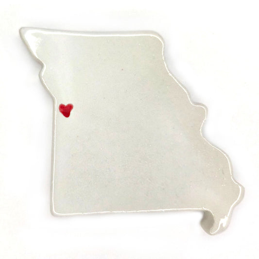 Missouri Custom Ceramic Magnet for Fridge - Handmade Gift with Red Heart Design
