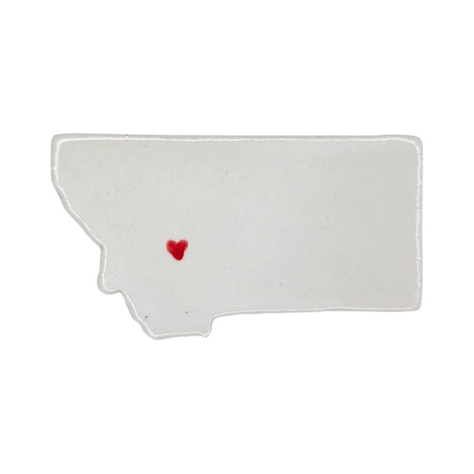 Montana Custom Ceramic Magnet for Fridge - Handmade Gift with Red Heart Design