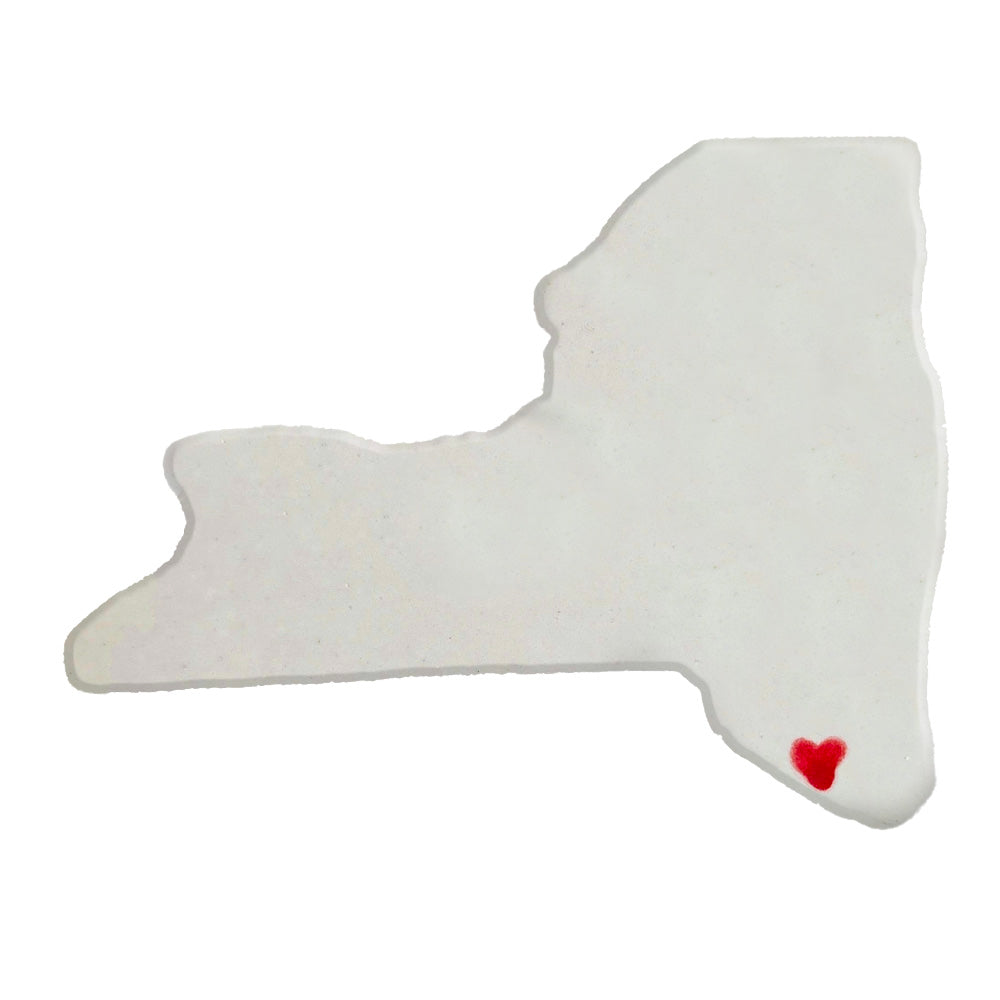 New York Custom Ceramic Magnet for Fridge - Handmade Gift with Red Heart Design