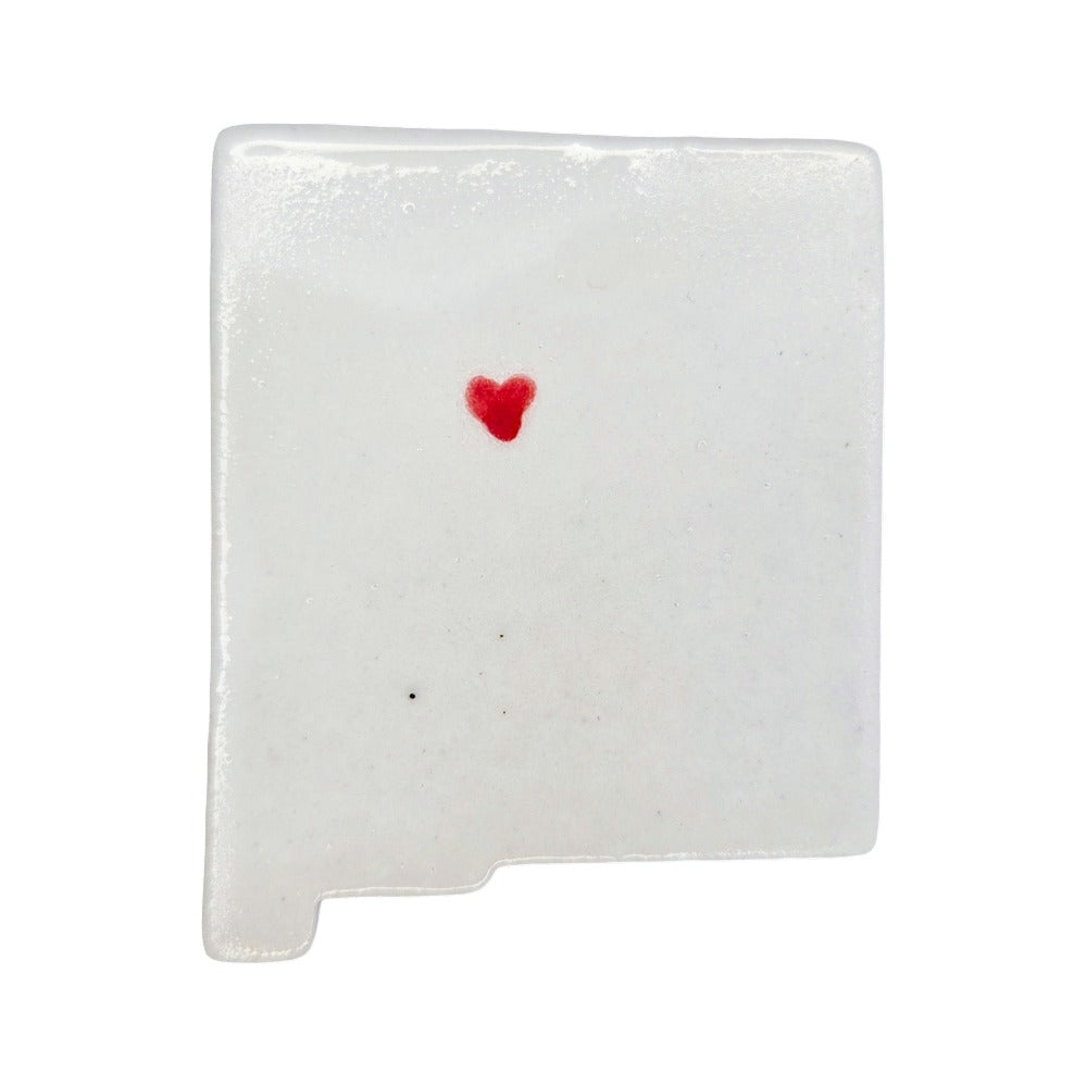 New Mexico Custom Ceramic Magnet for Fridge - Handmade Gift with Red Heart Design