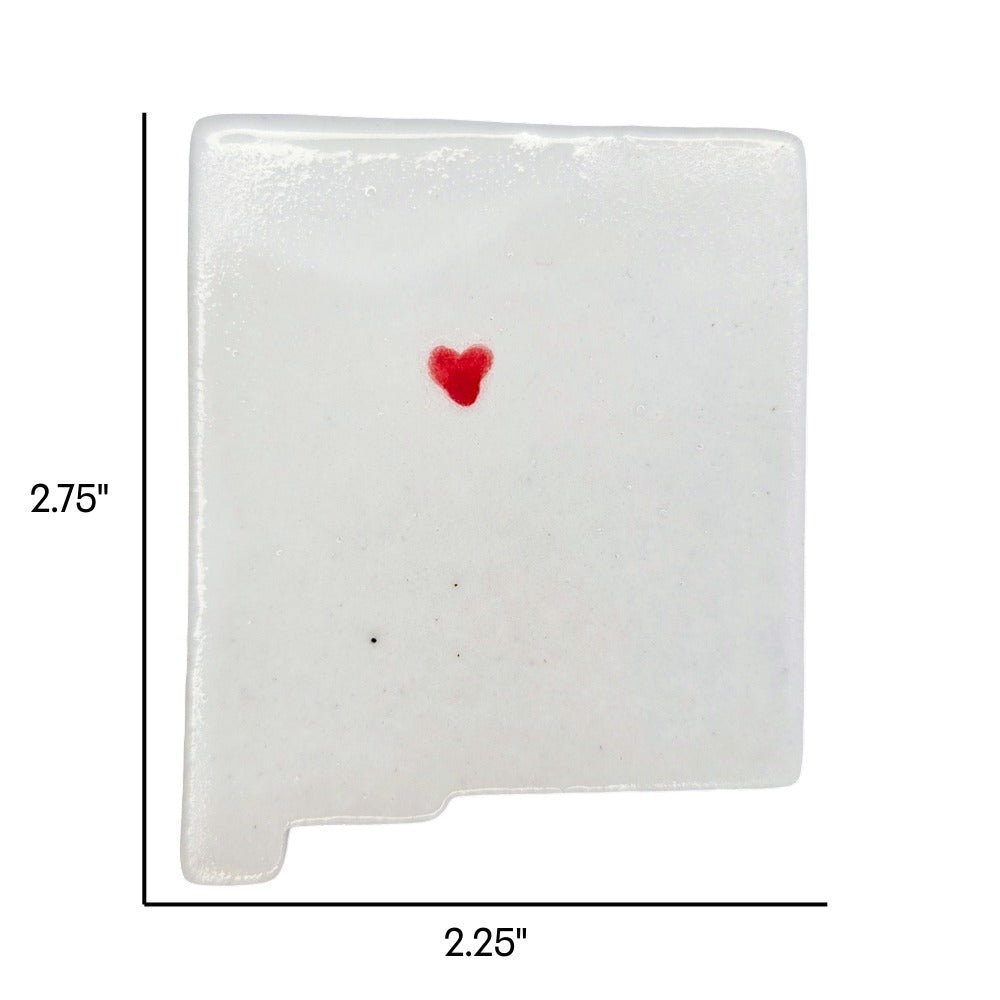 New Mexico Custom Ceramic Magnet for Fridge - Handmade Gift with Red Heart Design