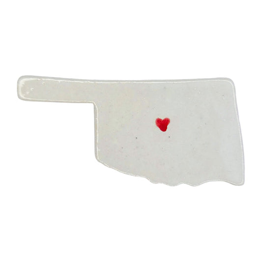 Edmond Ceramic Magnet - Handmade Oklahoma Souvenir with Heart Design
