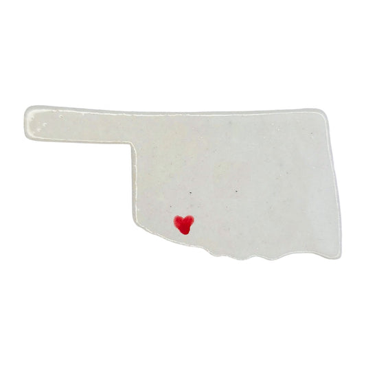 Lawton Ceramic Magnet - Handmade Oklahoma Souvenir with Heart Design