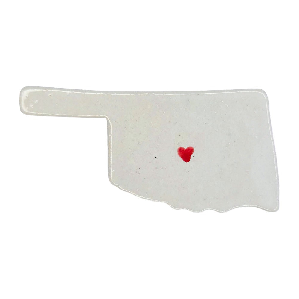Norman Ceramic Magnet - Handmade Oklahoma Souvenir with Heart Design