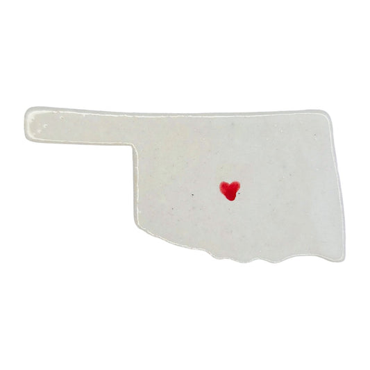 Norman Ceramic Magnet - Handmade Oklahoma Souvenir with Heart Design