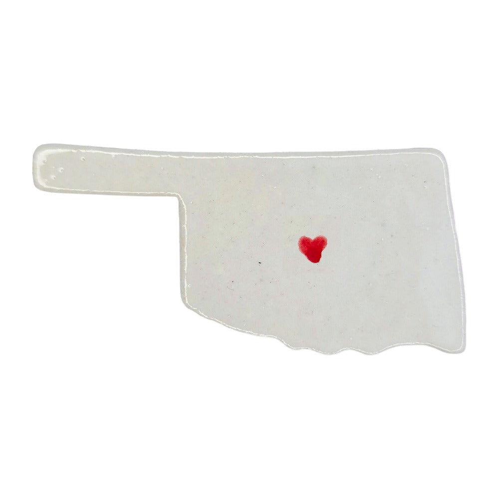 Oklahoma City Ceramic Magnet - Handmade Oklahoma Souvenir with Heart Design