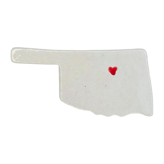Stillwater Ceramic Magnet - Handmade Oklahoma Souvenir with Heart Design