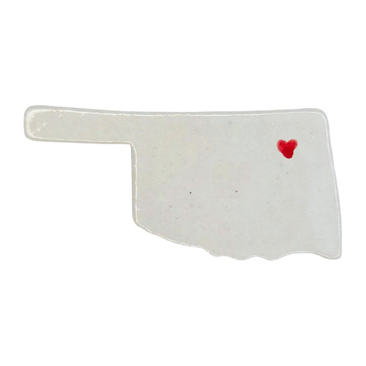 Tulsa Ceramic Magnet - Handmade Oklahoma Souvenir with Heart Design