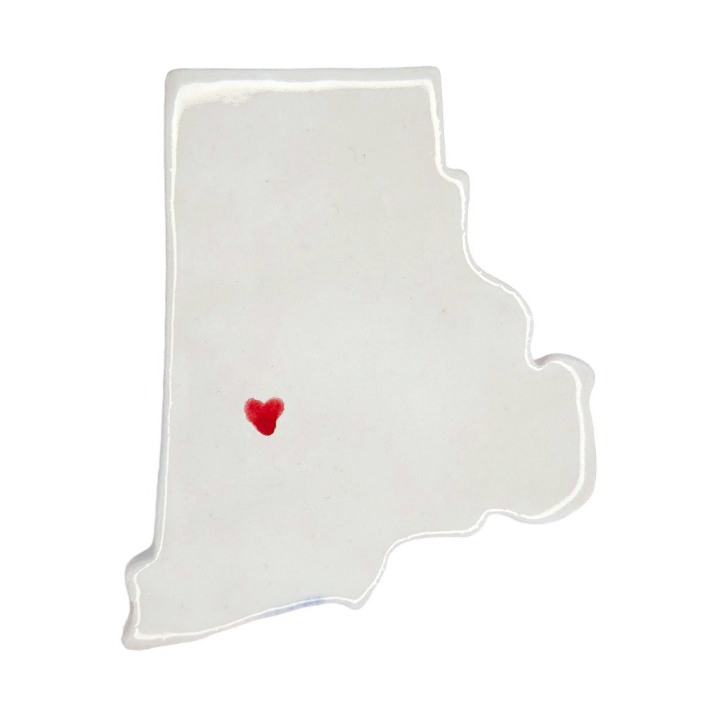 West Greenwich Ceramic Magnet - Handmade Rhode Island Souvenir with Heart Design