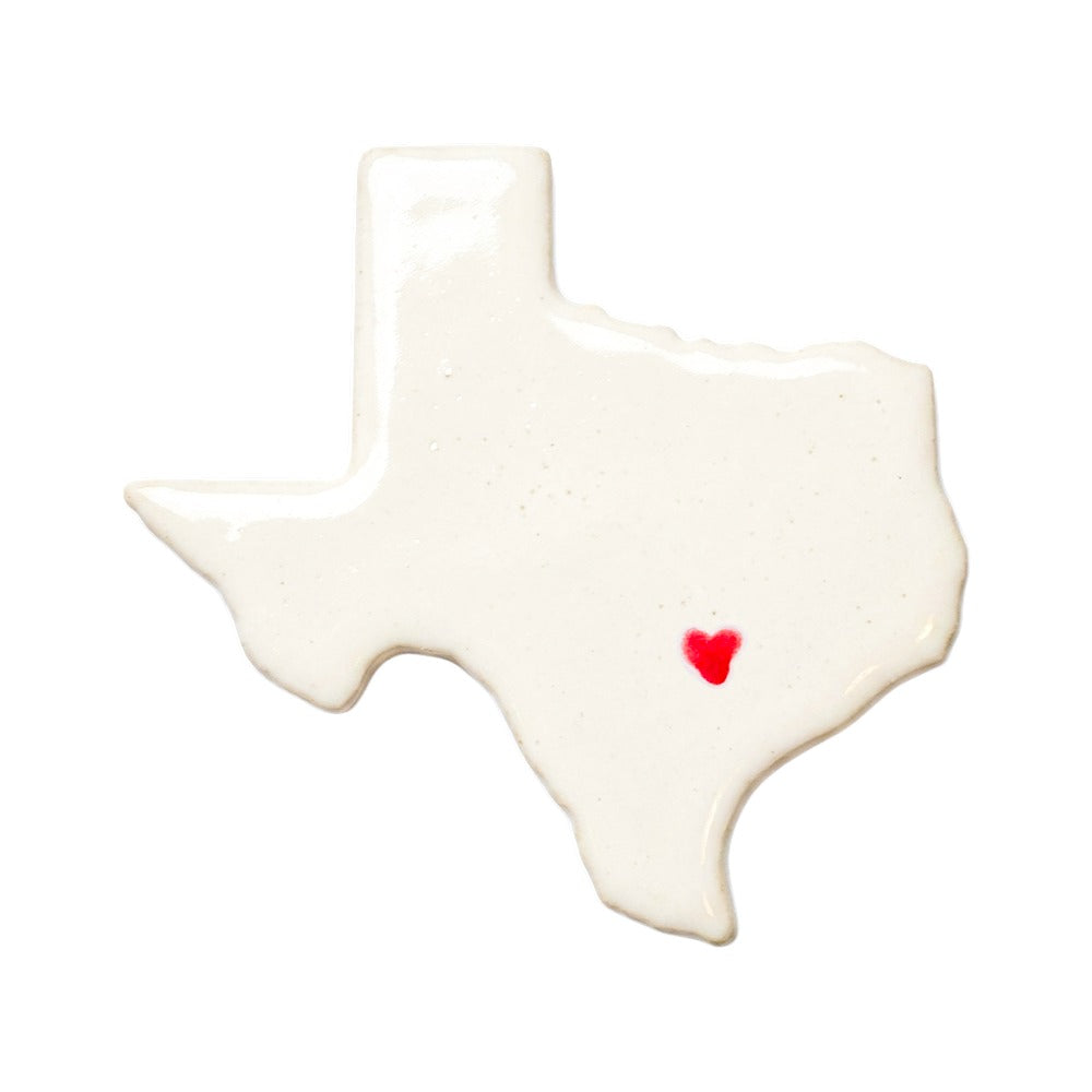 Austin Ceramic Magnet - Handmade Texas Souvenir with Heart Design